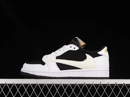 All categories Air Jordan Jordan series basketball shoes Air Jordan 1 Low Travis Scott x Air Jordan 1 Low OG AJ1 Joe 1 black and white panda reverse inverted hook joint casual sports basketball shoes DM7866-101